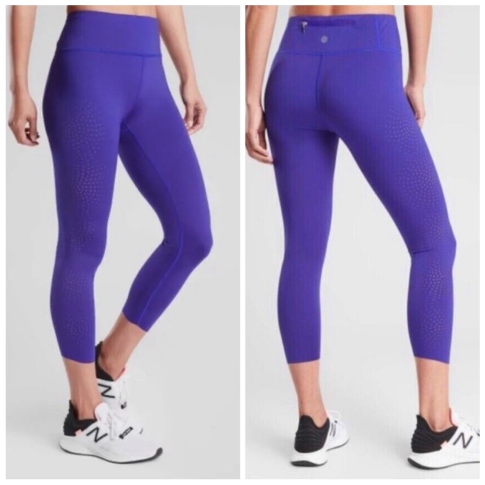 NWT Athleta velocity laser cut, Vibrant Purple Legging’s